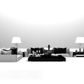 Mô hình 3d bàn ghế sofa cà vạt màu xám