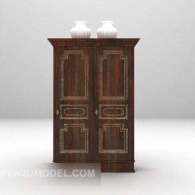 خزانة ملابس لغرفة النوم خشب بني موديل 3D