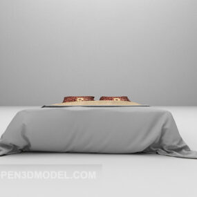 회색 담요 침대 가구 3d 모델