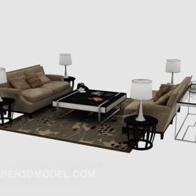 Conjuntos de sofás gris-marrón modelo 3d