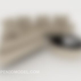 ग्रे-ब्राउन डिज़ाइन मल्टी सीटर्स सोफा 3डी मॉडल