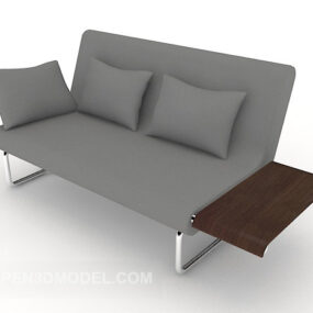 Grey Casual Simple Double Sofa 3d model