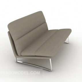 Grey Leather Double Sofa 3d model