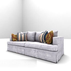 Graues Doppelsofa mit Kissenmöbeln 3D-Modell