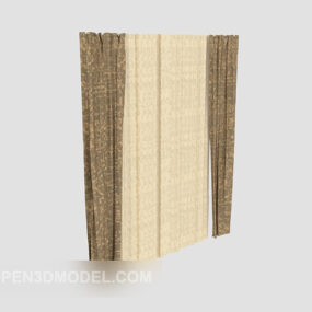 Patrón de cortina de tela gris marrón modelo 3d