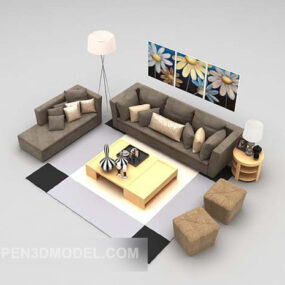 Grey Fabric Sofa Combination 3d model
