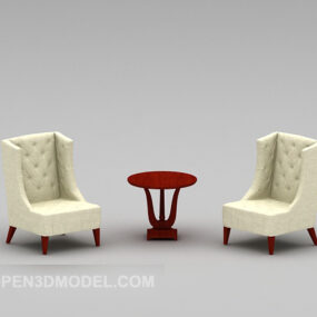 Meja dan Kursi Kain Abu-abu model 3d