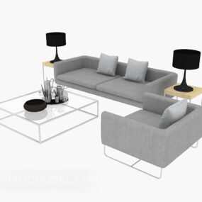 Set Sofa Rumah Abu-abu model 3d