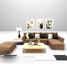 Canapé gris pour la maison, grands ensembles complets modèle 3D