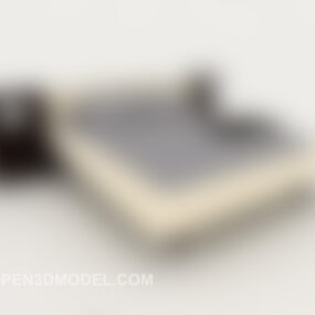 Grey Minimalist Double Bed 3d model