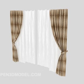 Grey Patterned Curtain 3d model