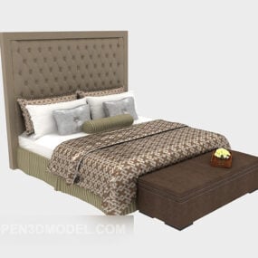 Mô hình 3d giường đôi màu xám