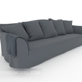 Model 3d Sofa Multi-tempat Duduk Seri Abu-abu