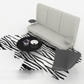 Furnitur Sofa Multiplayer Sederhana Seri Abu-abu model 3d