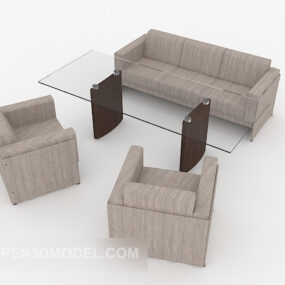 Grey Simple Business Combination Sofa 3d model