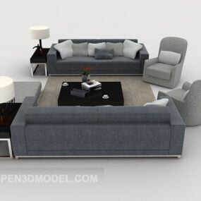 Grå Simple Home Combination Sofa 3d model