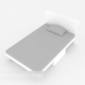 グレーのシングルベッド3Dモデル
