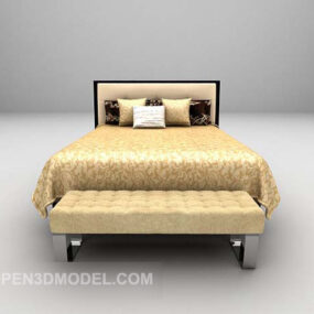 डेबेड 3डी मॉडल के साथ ग्रे सॉफ्ट बेड