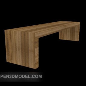 Grey Solid Wood Bench 3d model