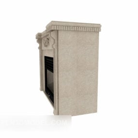 Grey Stone Fireplace 3d model