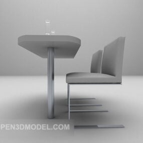 Grey Table Chair Combination 3d model