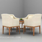 Muebles de mesa y sillas de tela beige