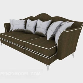 Grey Three-person Sofa 3d model