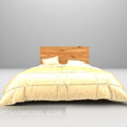 Wood Bed Furniture With Yellow Blanket