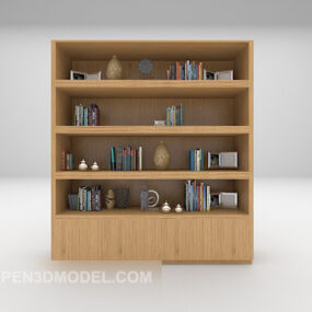 Library Wood Bookcase 3d model