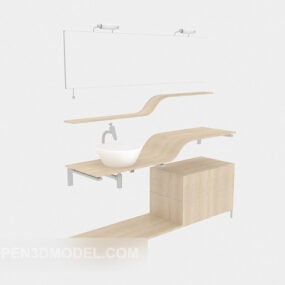 Szara drewniana szafka łazienkowa Model 3D