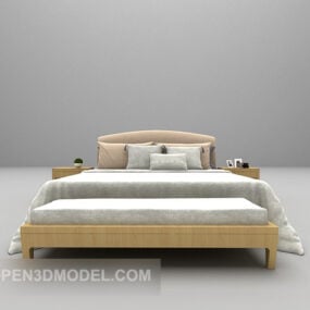 Szare drewniane łóżko z kanapą Model 3D
