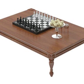 Table basse d'échecs en bois gris modèle 3D