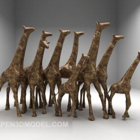 3д модель скульптуры группового жирафа