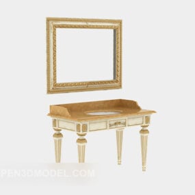 Hand Wash Table With Bathroom Mirror 3d model