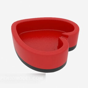Cenicero de cerámica rojo modelo 3d