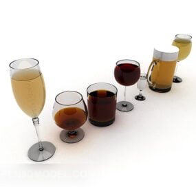 Hohes und niedriges Weinglas 3D-Modell