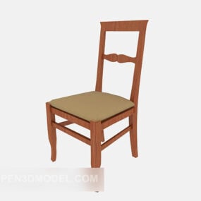 Chaise de salle à manger en bois massif à dossier haut modèle 3D