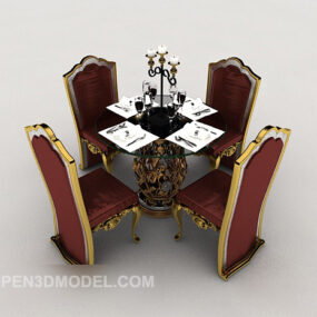 高級ヨーロッパのテーブルと椅子セット 3D モデル
