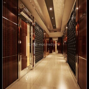 Luksus Hotel Lobby Interiør 3d-model