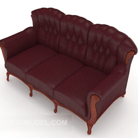 Antikes rotes Mehrsitzer-Sofa-Design, 3D-Modell