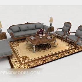 高档沙发茶几组合3d模型