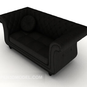 Startseite Schwarzes Leder-Multiplayer-Sofa 3D-Modell