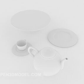 Kaffekopp med skje og tallerken 3d-modell