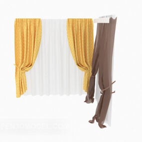 Home Curtain Yellow Brown Color 3d model