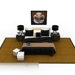Home Double Bed With Wall Picture 3d model