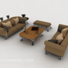 Домашний европейский коричневый комбинированный диван