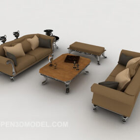 Home European Brown Combination Sofa 3d model