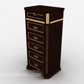 Home European Drawer Cabinet Dark Wood 3d model