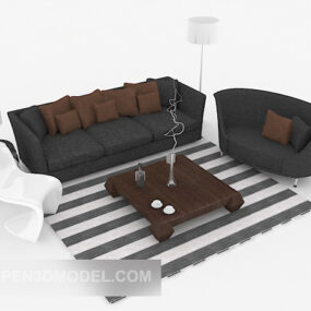 نموذج أريكة منزلية باللون الرمادي الداكن ثلاثي الأبعاد