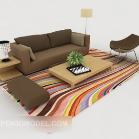 Home Simple Dark Brown Sofa 3d model